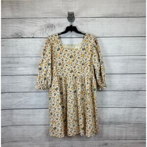 Floral Print Puff Sleeve Babydoll Dress NWT